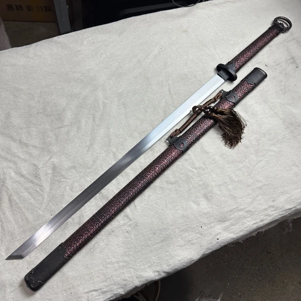 2872 龙泉昊天宝剑高锰钢一体锻打环首刀唐横刀包鞘未开刃