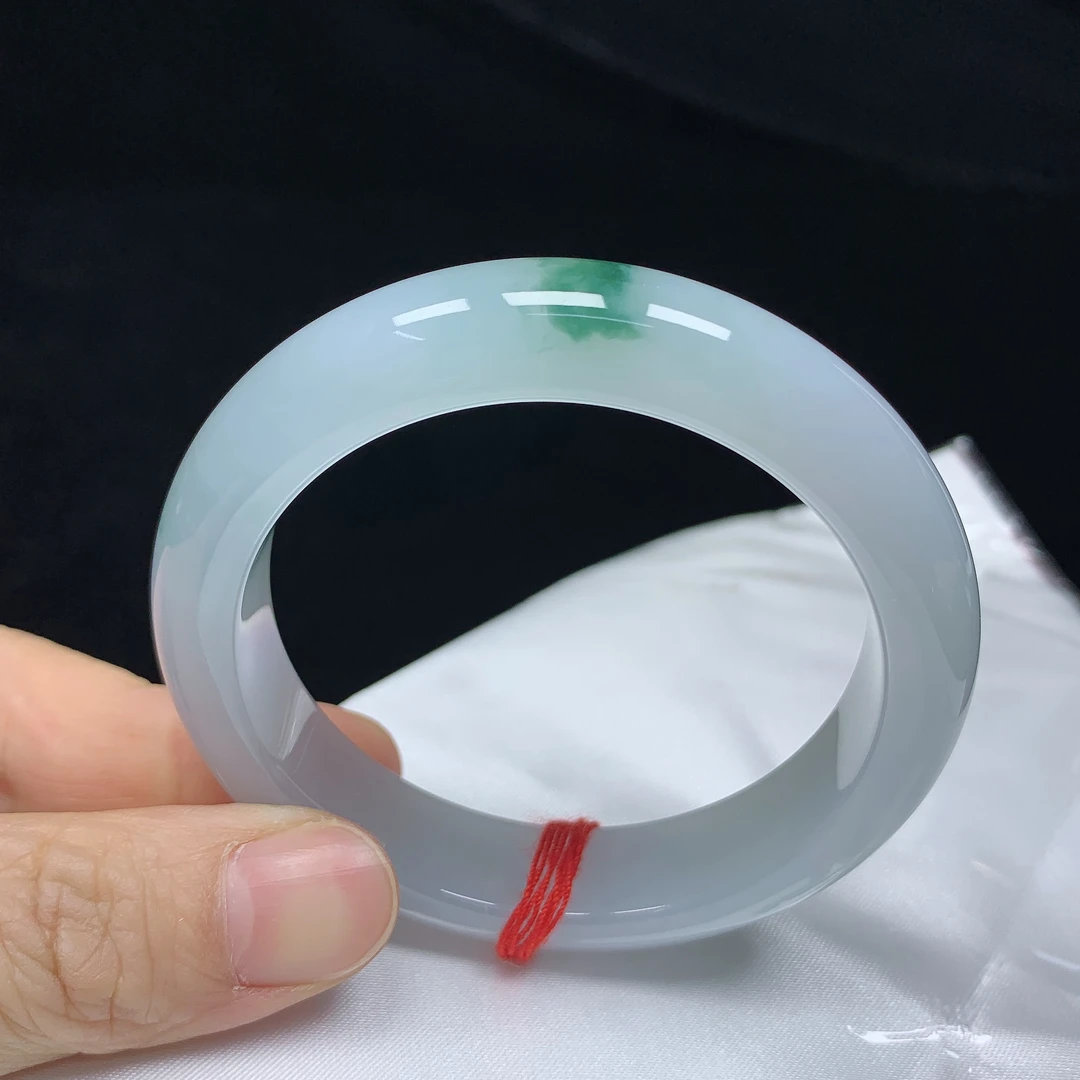 54圈缅甸天然翡翠A货正圈手镯少女款时尚百搭平安玉镯无纹裂