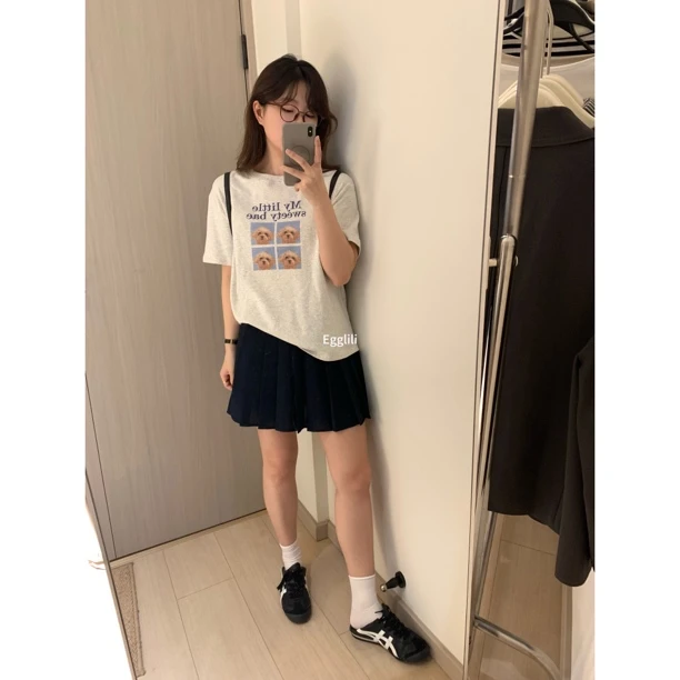 【四宫格小狗短袖】宽松印花短袖