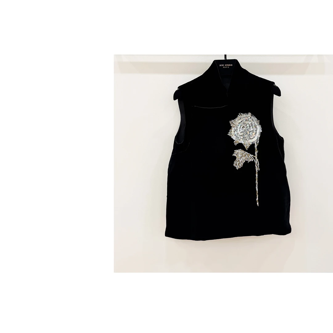 JIAYE CHAN重工刺绣提花无袖马甲背心