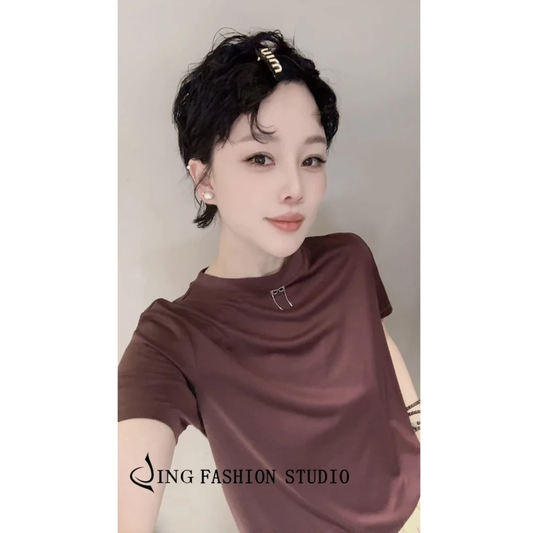 《W一辈子爱》新款5922简约T恤短袖休闲百搭女装上衣圆领时尚打底