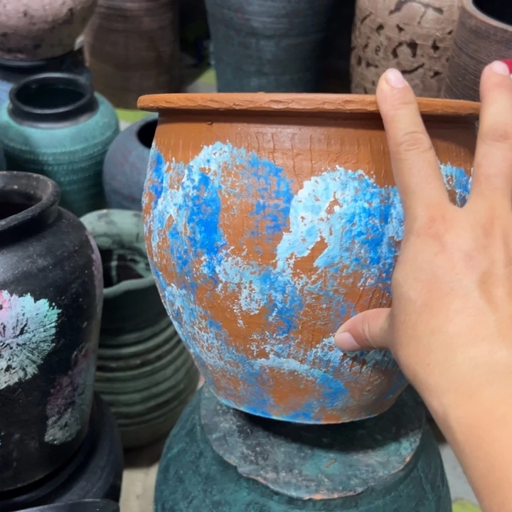 粗陶盆有孔高18口21