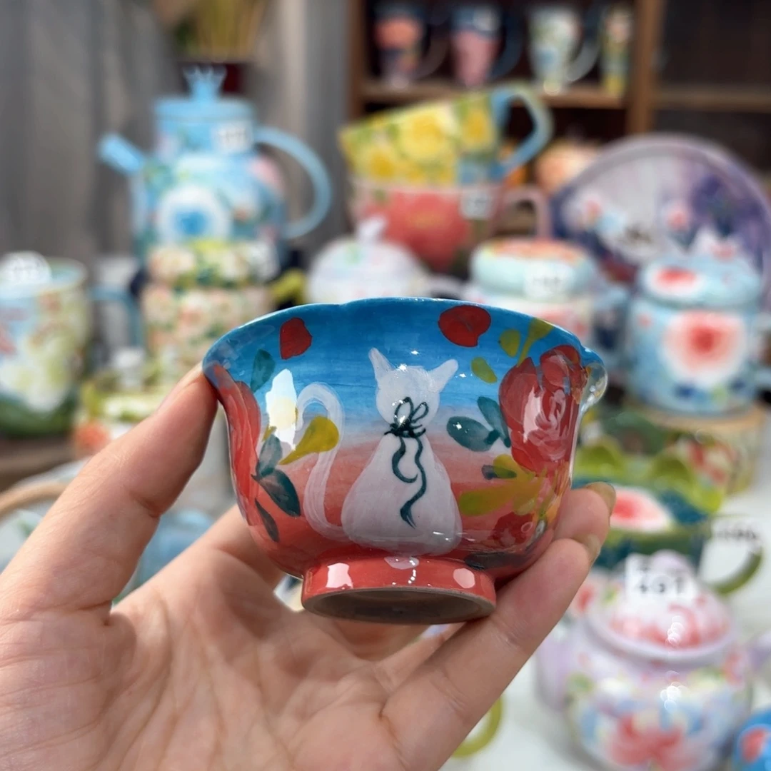 景德镇手绘高温釉下彩陶瓷茶具