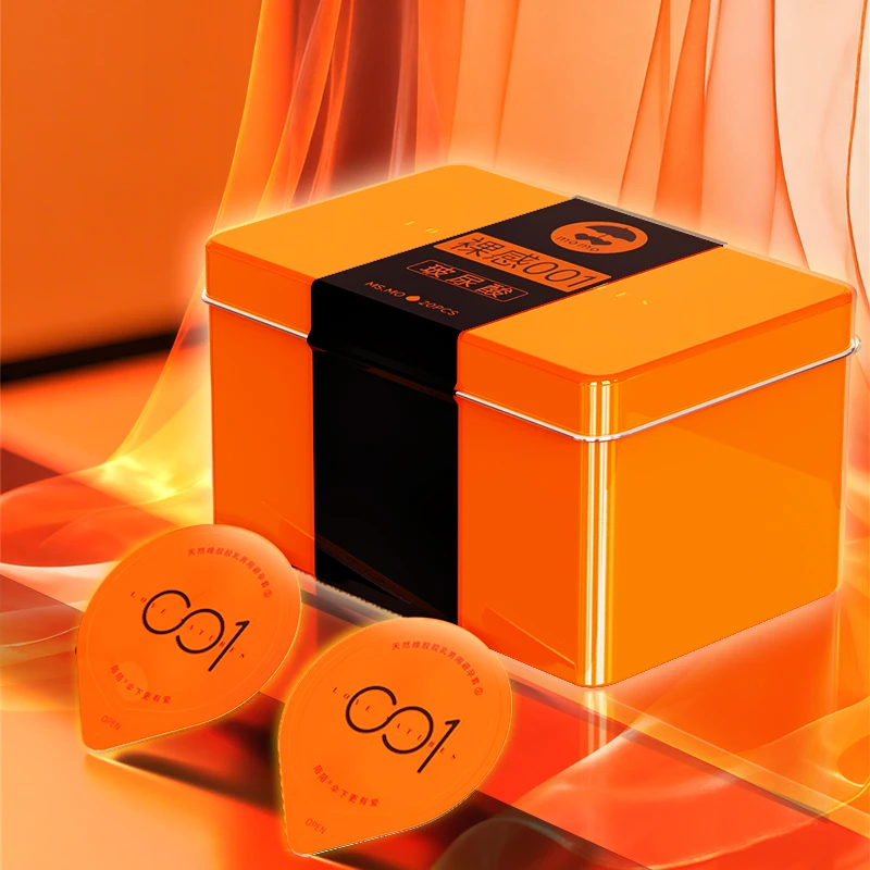 陌陌避孕套超薄001橙中号轻奢玻尿酸20只安全套套果冻盒成人计生用品