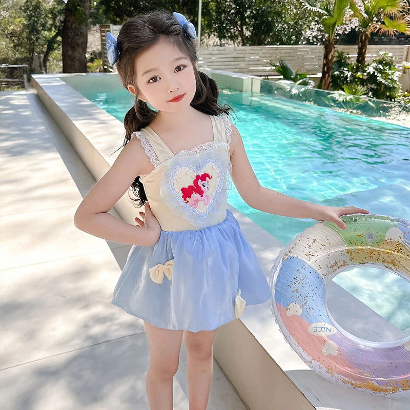 女童夏季泳衣2025新款洋气儿童可爱小马连体裙式女宝宝夏装游泳衣