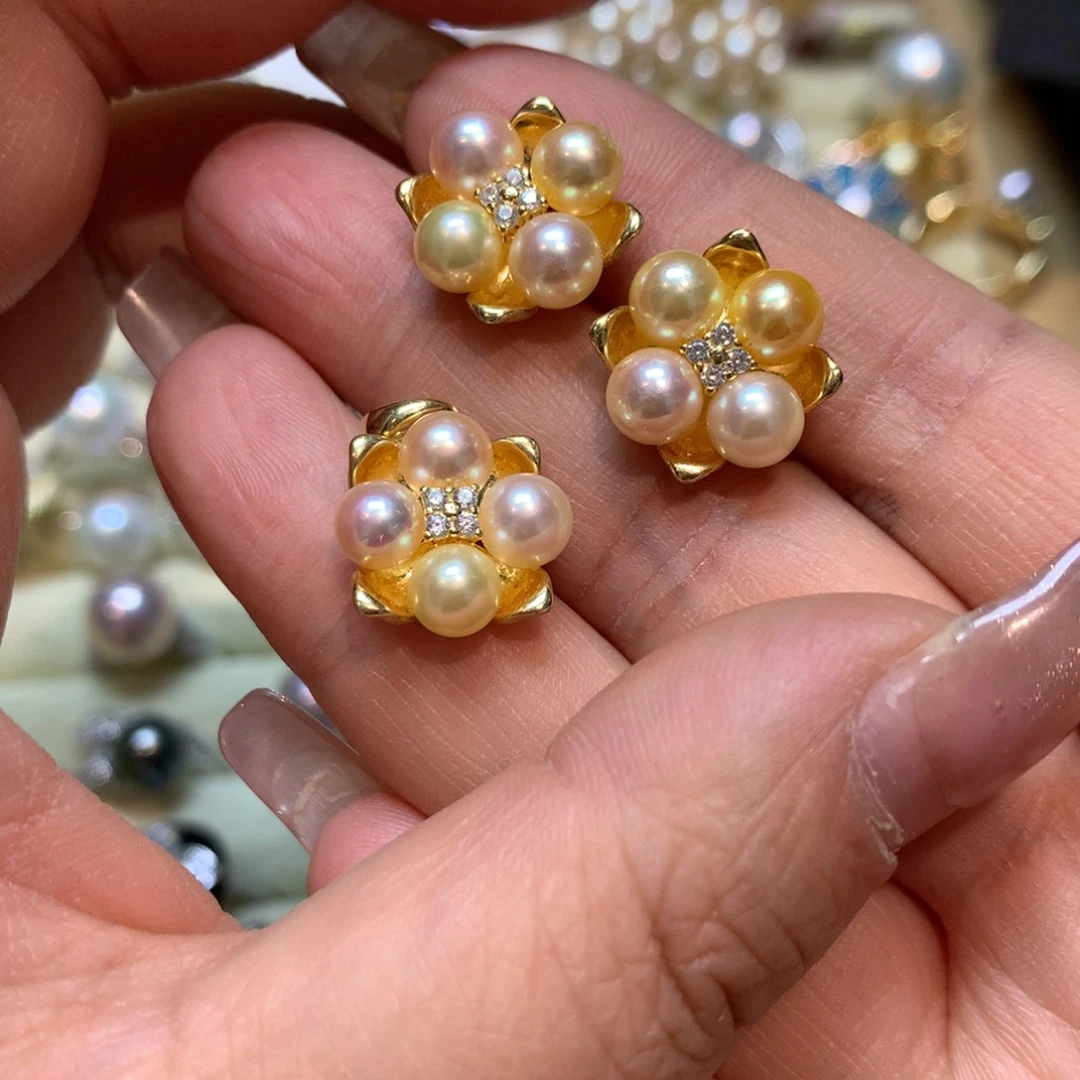 海水珍珠耳饰银S925镶嵌