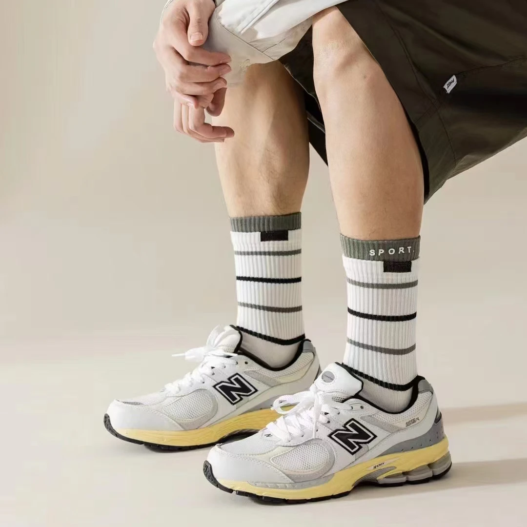 【五双装】精梳棉~极致抗起球撞色潮流运动中筒男袜 C19115