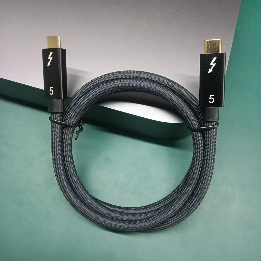 雷电5全功能数据线typec240W80G16K编织线镀金雷电5数据线