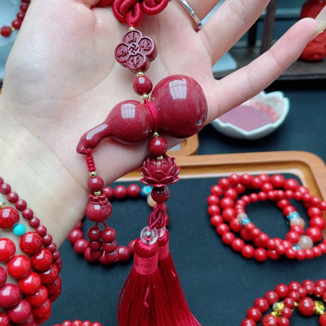 紫金砂紫红色葫芦车挂