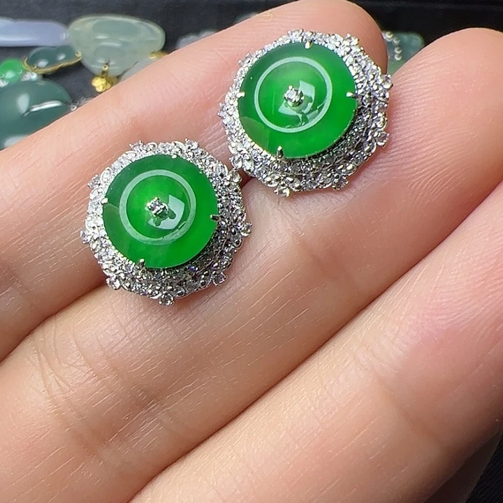 吊坠(不含链)18K金镶嵌翡翠