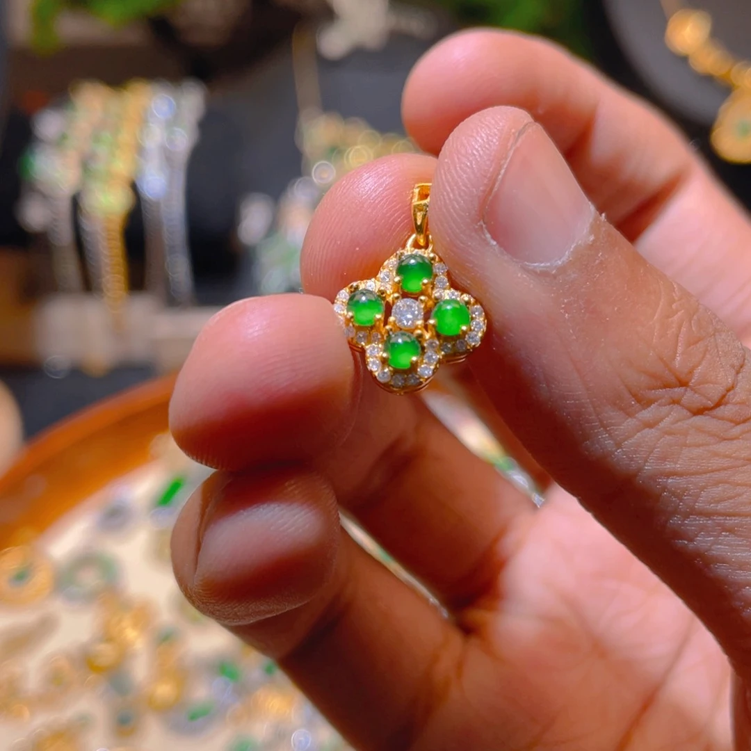 翡翠银S925镶嵌吊坠(不含链)