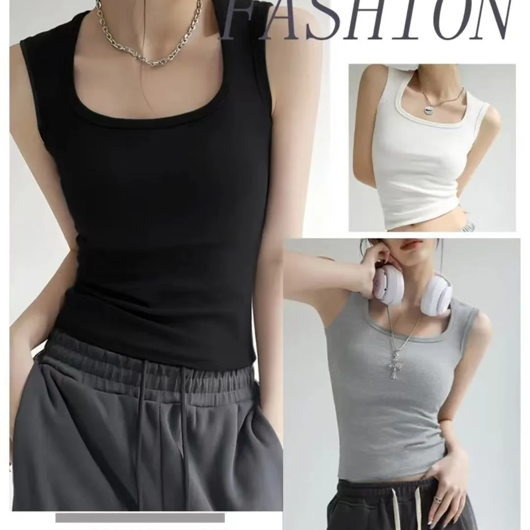 内搭打底简约黑色纯棉美背吊带修身白色时尚风背心吊带运动通勤