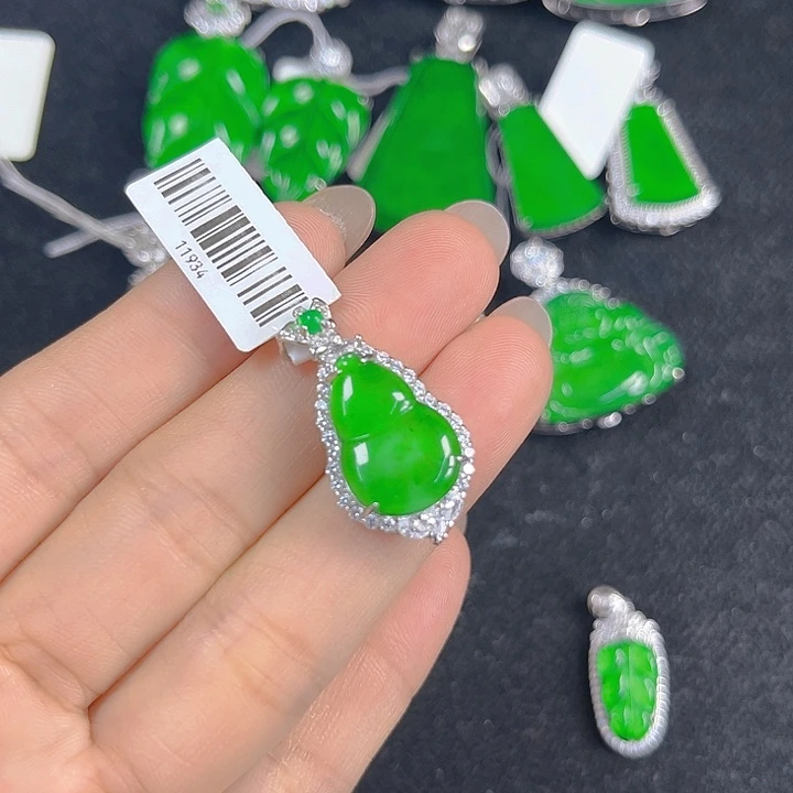 翡翠银S925镶嵌吊坠(不含链)