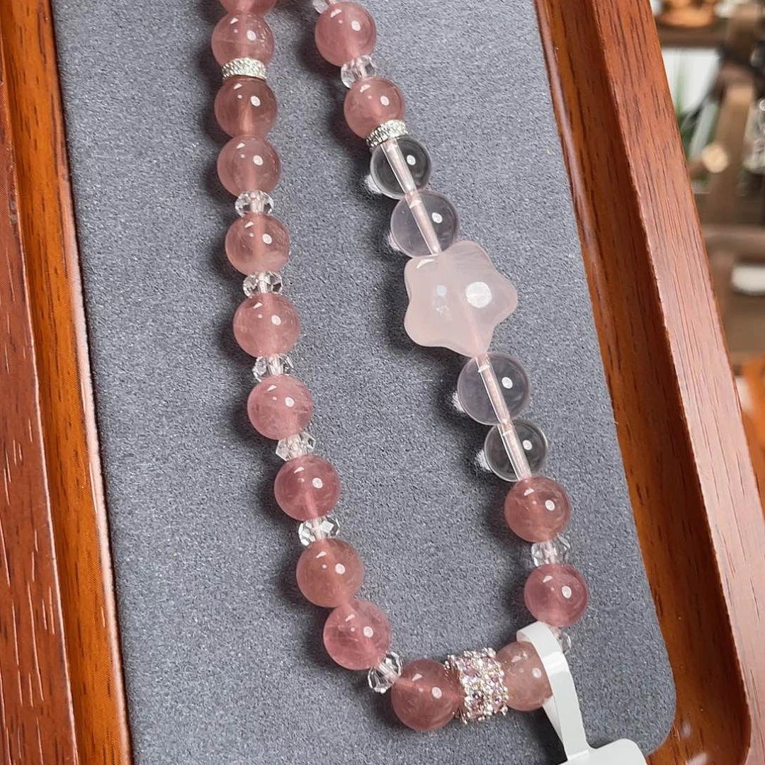 水晶手链合金粉水晶手机链