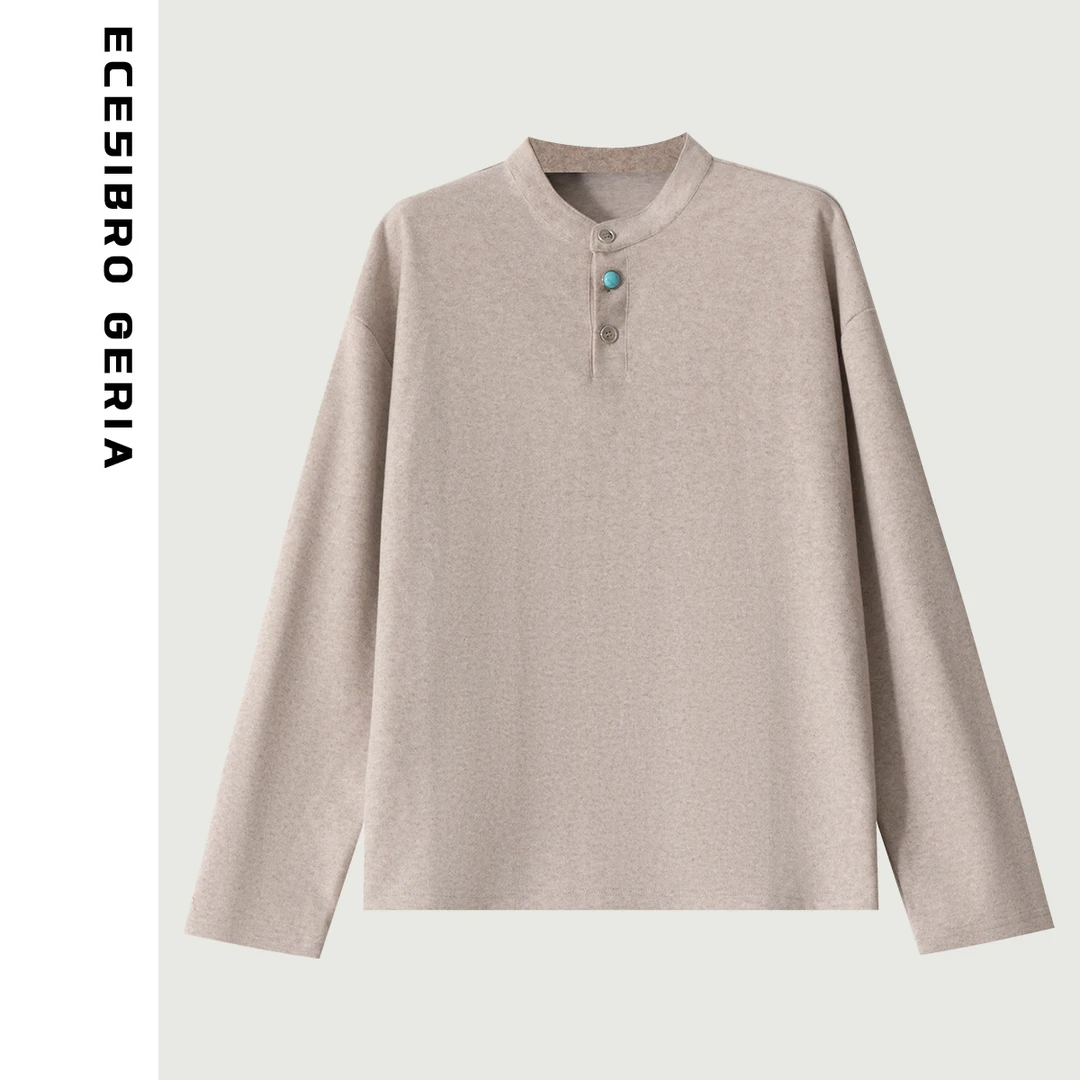 埃斯杰里亚【绵羊毛混纺绒感打底】春季净版小众高定款卫衣-25012