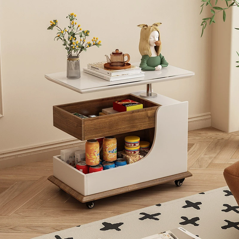 2025网红爆款可移动带轮升降高档多功能客厅沙发边柜侧边柜小茶几