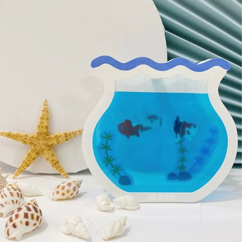 日本授文艺精致年年有鱼立体贺卡夏天3D金鱼缸摆件新年感谢卡