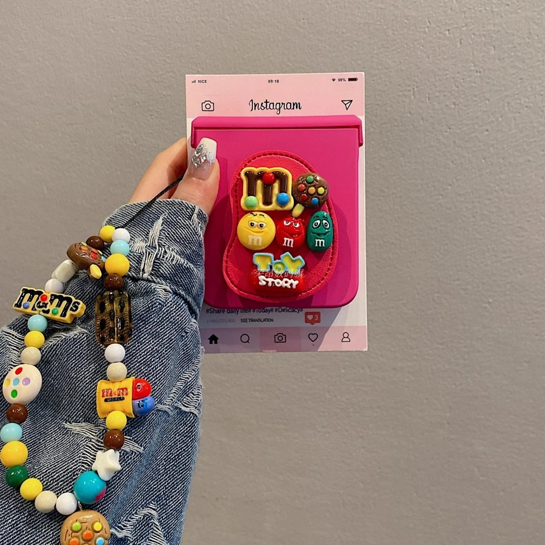 适用小米mixflip折叠屏手机壳玫红磨砂创意M豆支架全包女款保护套