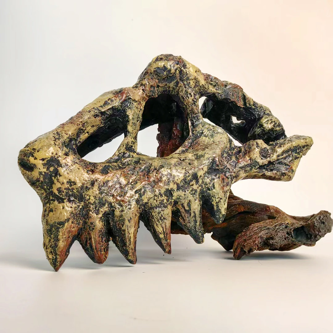 鱼缸造景爬宠缸造景仿真恐龙头骨