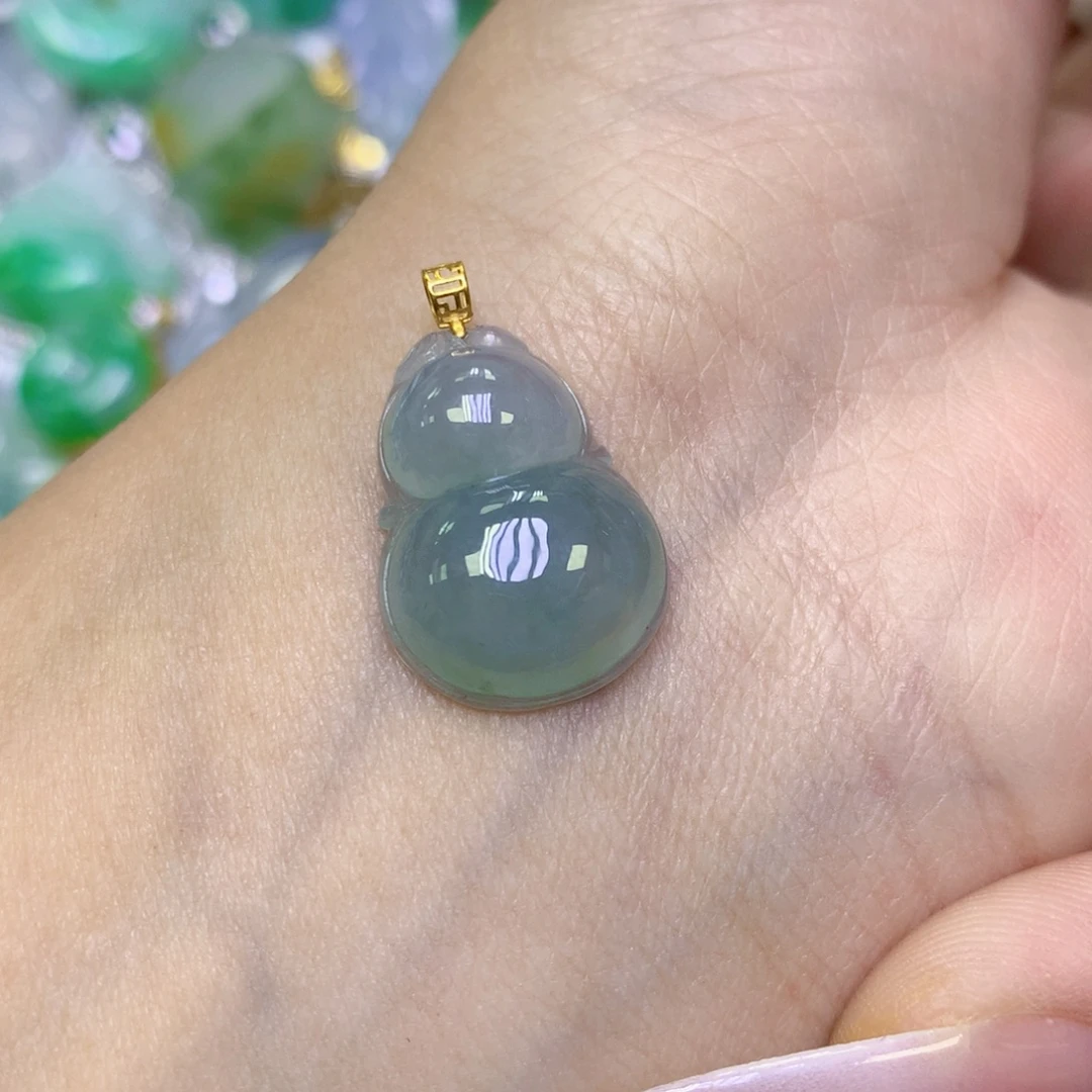 翡翠18K金镶嵌颈饰天然缅甸翡翠a货百元以上9元证书费自理