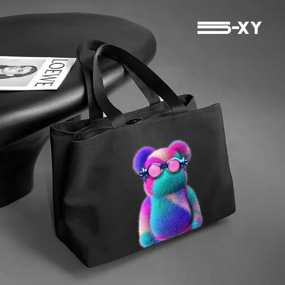 5-XY/五小雨一体式黑色单肩包托特包百搭防塌底托运动大容量防水