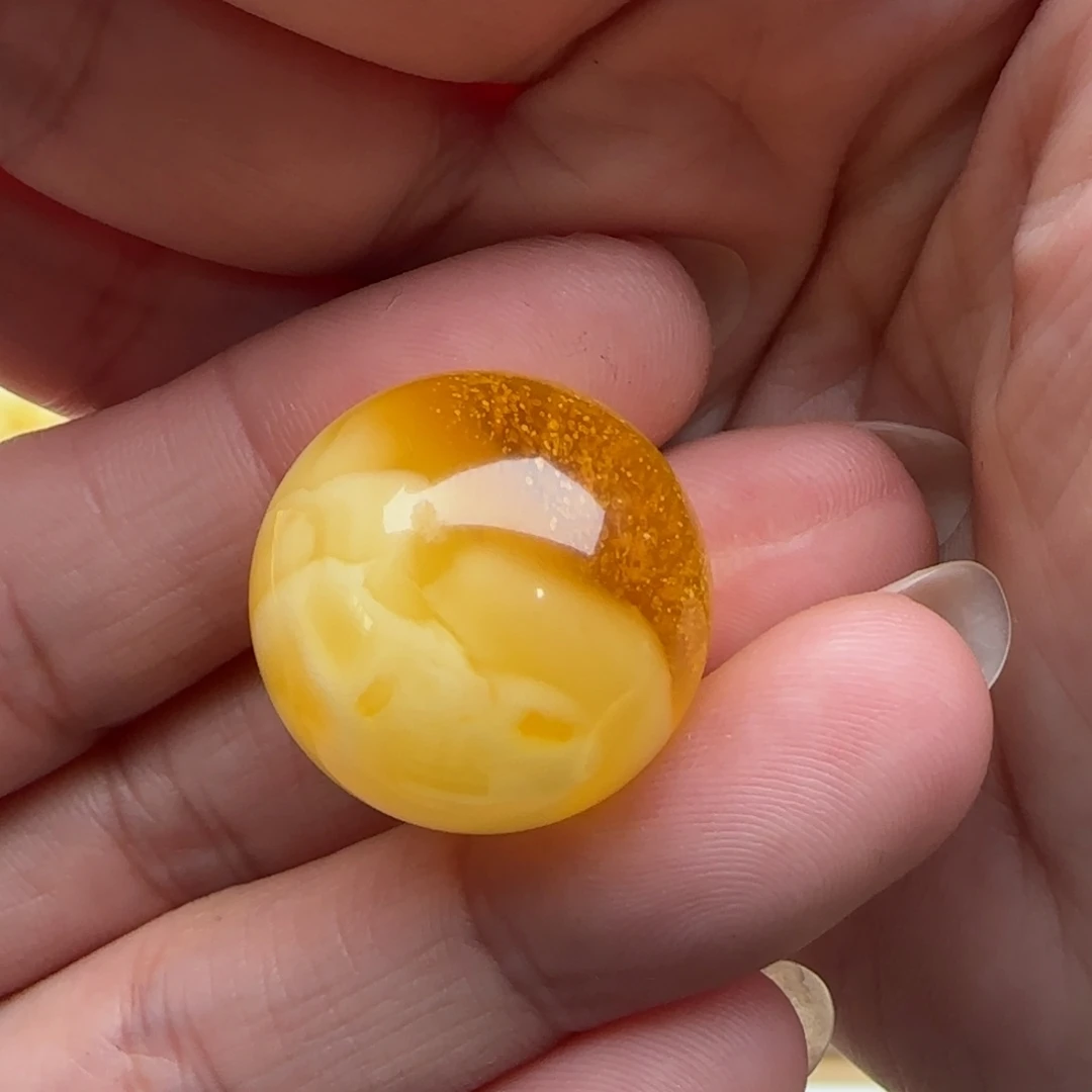 蜜蜡未镶嵌裸石聚宝盆金沙珠子