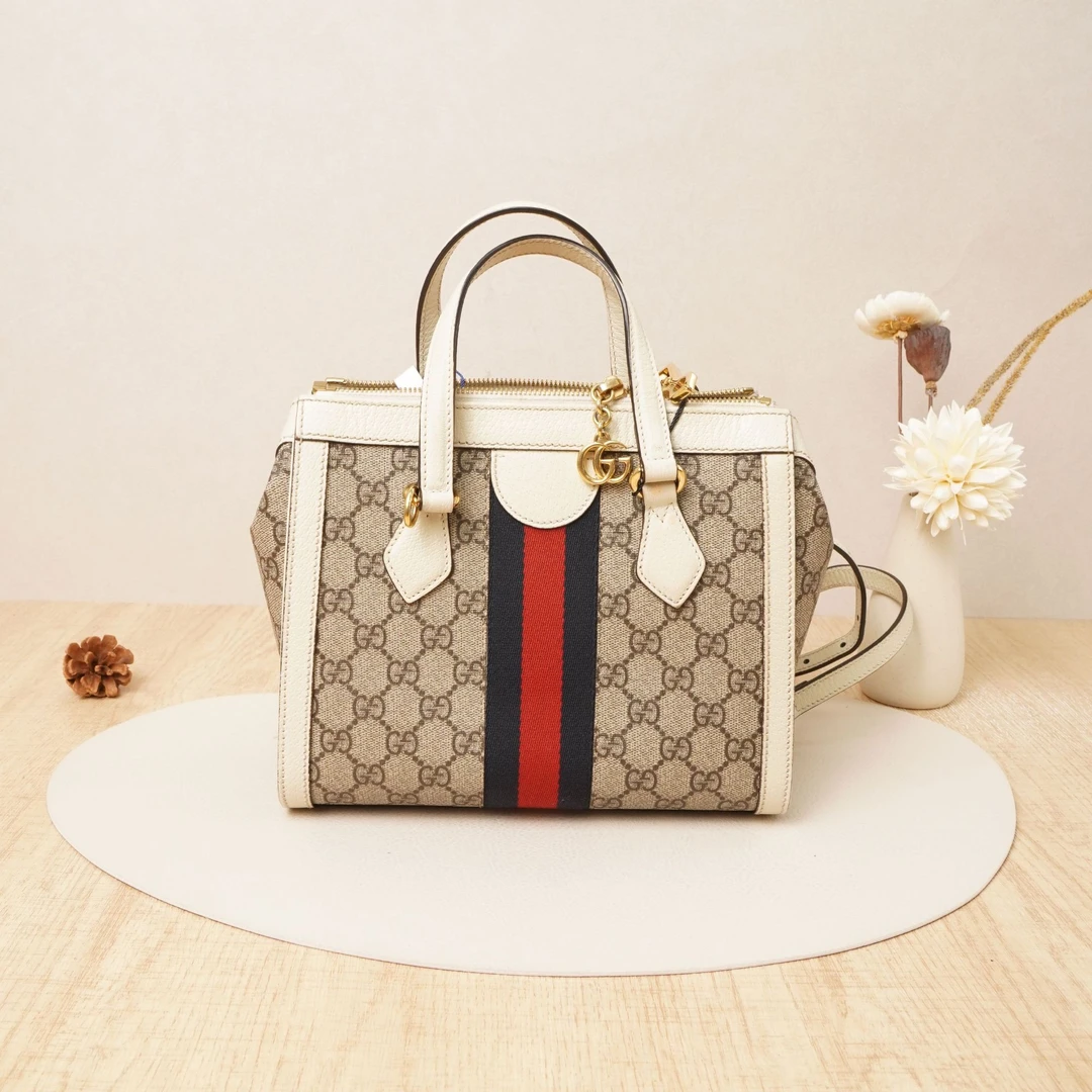 95新 GUCCI/古驰 ophuida托特拼色老花/肩带/尘袋DS026649