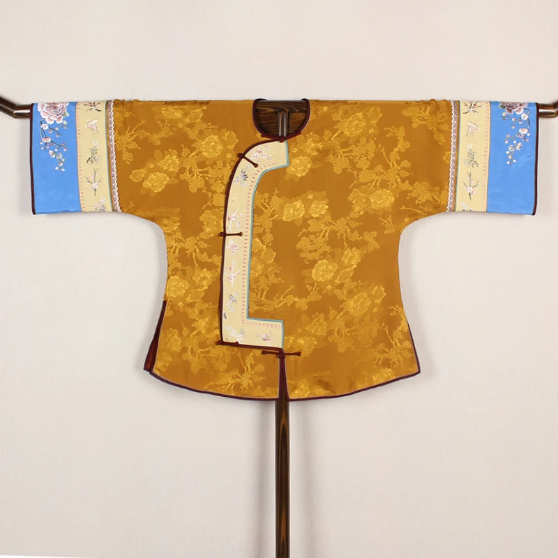 【见山樱】复古新中式纯手工桑蚕丝香云纱中国风提花平肩女士上衣