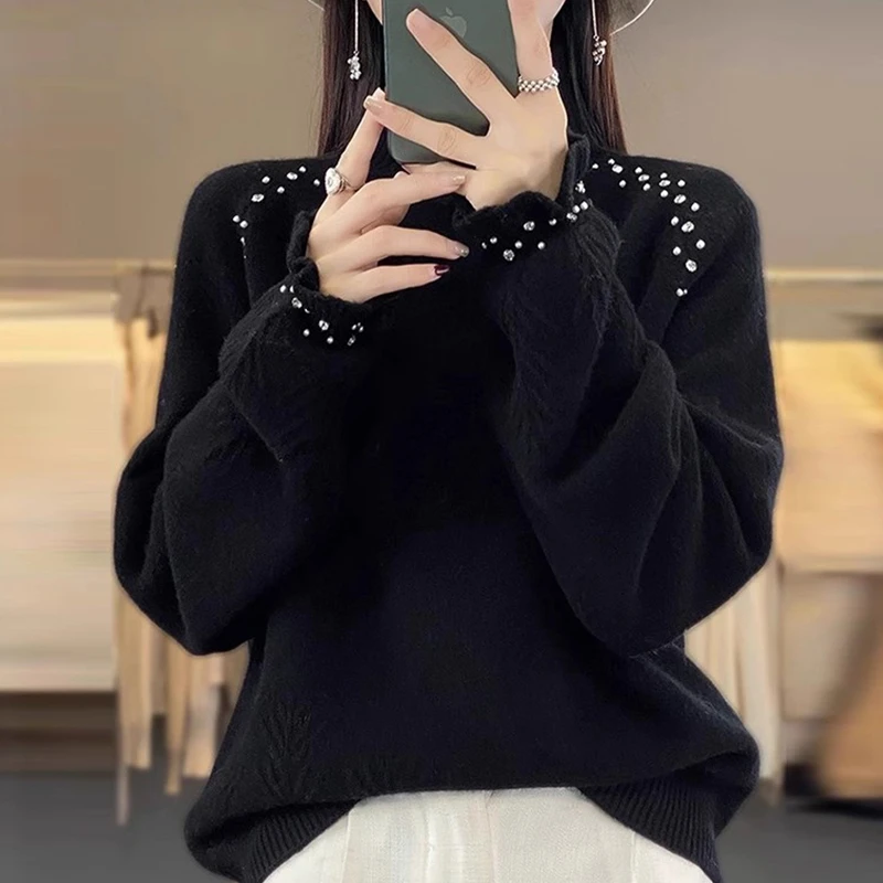 100纯羊毛衫女士冬季新款半高领百搭洋气针织加厚羊绒打底衫毛衣