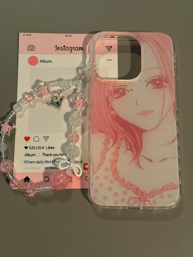 爱心边IMD古早细闪NANA小松娜娜唯美少女适用苹果16/15/14promax