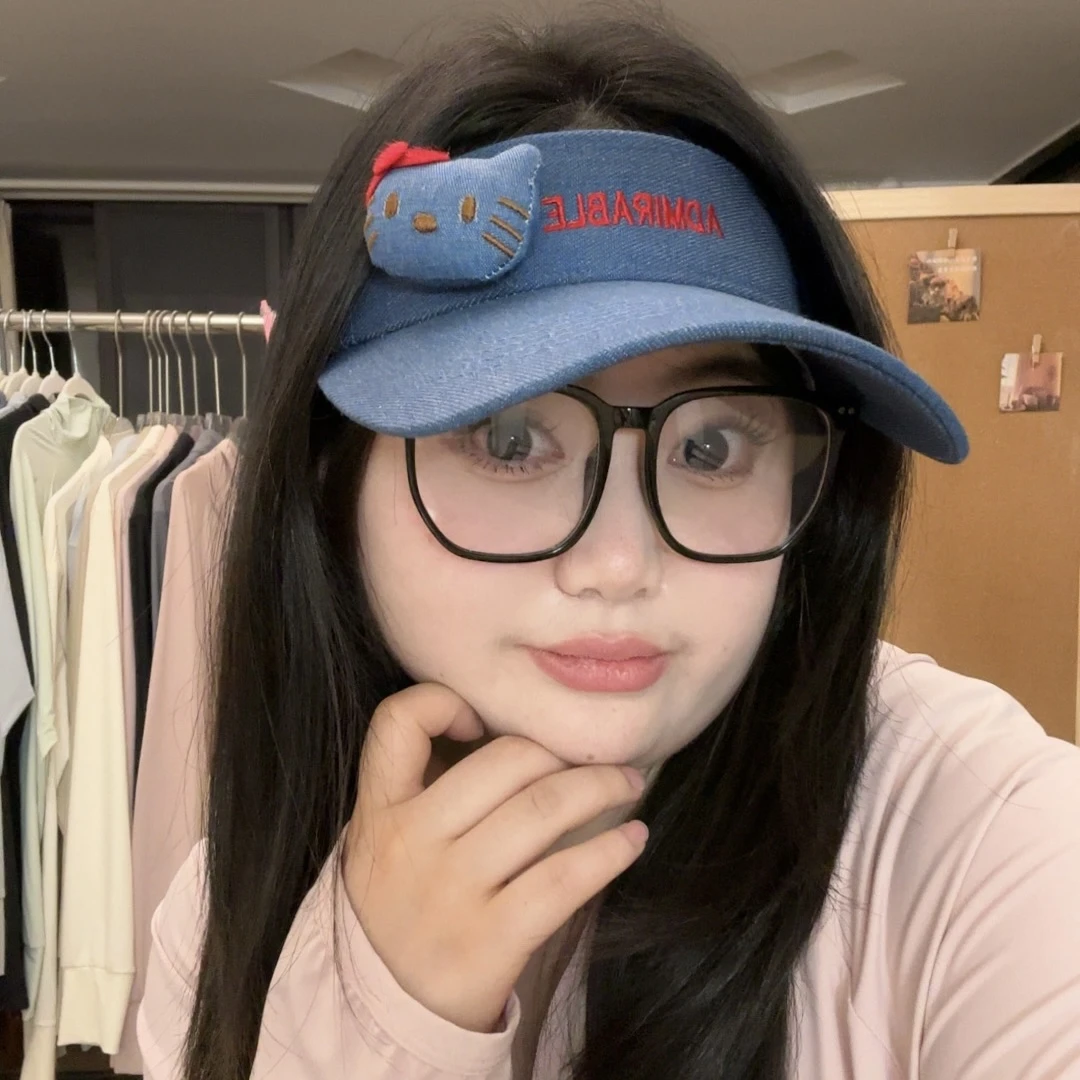 定制大头围KT猫空顶防晒帽夏季太阳帽休闲百搭遮阳帽ins韩版学生