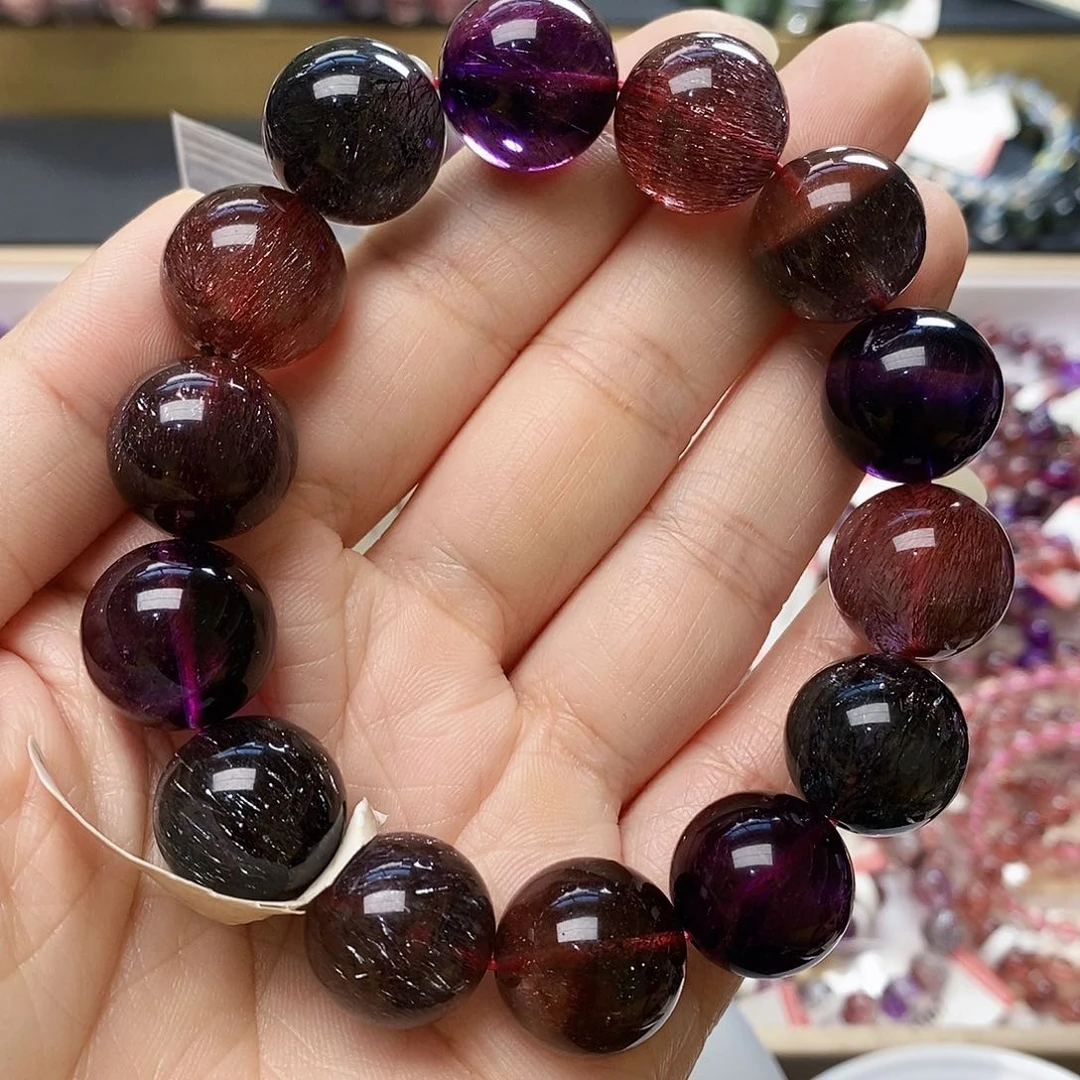 未镶嵌手链水晶16.5黑加仑超七闪瞎眼H581