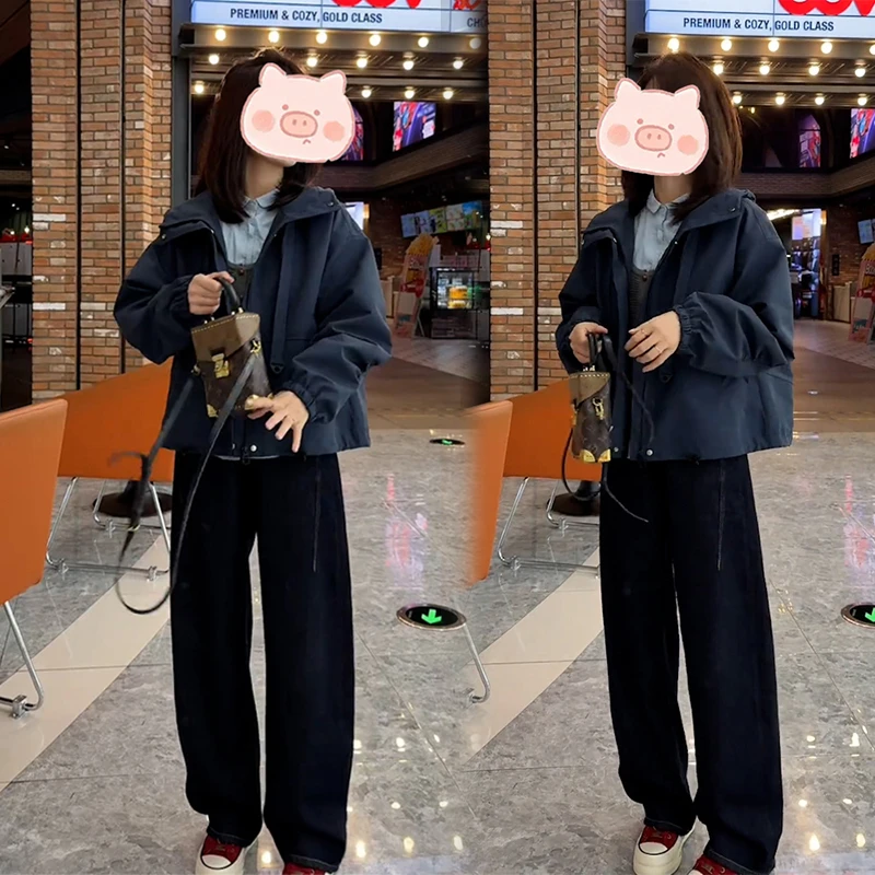 2025年秋季新款穿搭一整套时尚百搭外套搭配宽松显瘦牛仔裤两件套