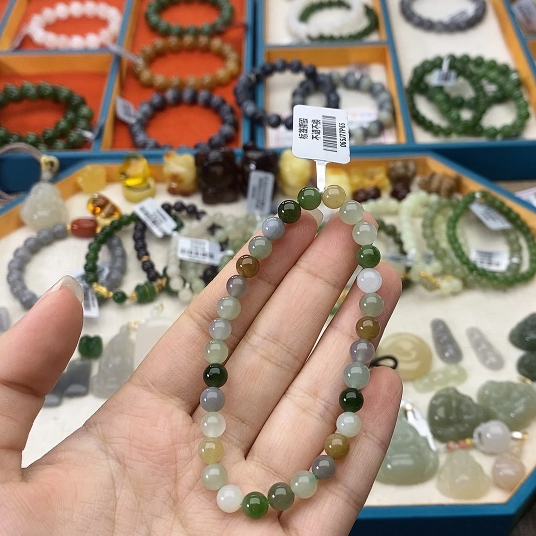 和田玉未镶嵌手链w4多宝6mm
