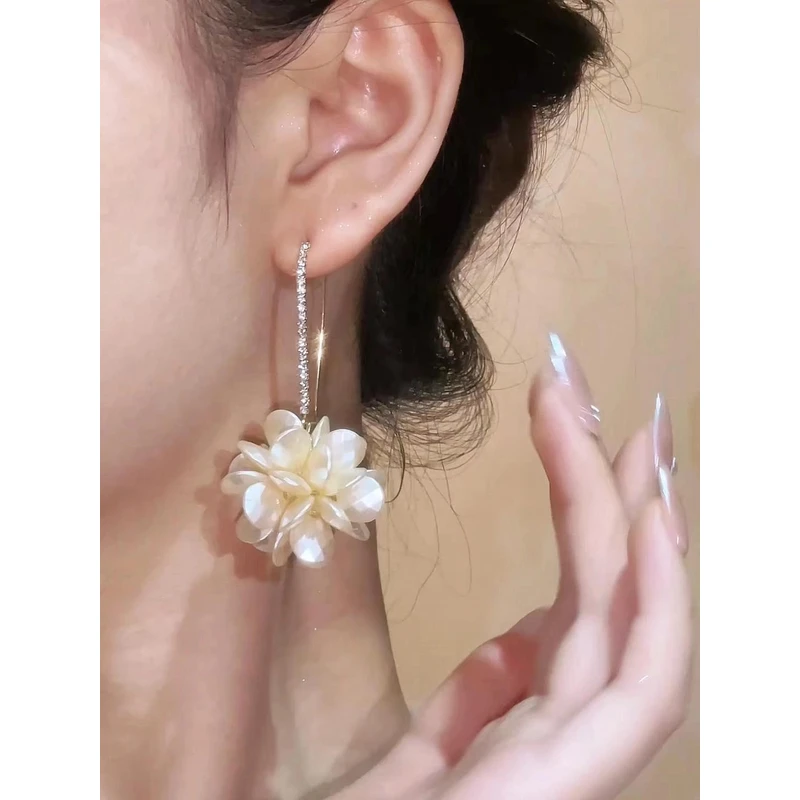 合金耳饰 气质绣球花朵耳环百搭小众简约精致温柔设计感时尚耳钉