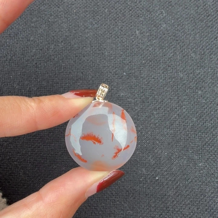 南红玛瑙18K金镶嵌颈饰