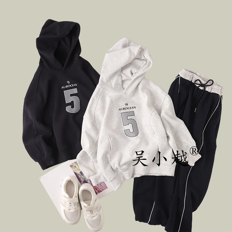 吴小越w1452男童秋装连帽极简春季卫衣棉t恤长袖中大童打底衫韩版