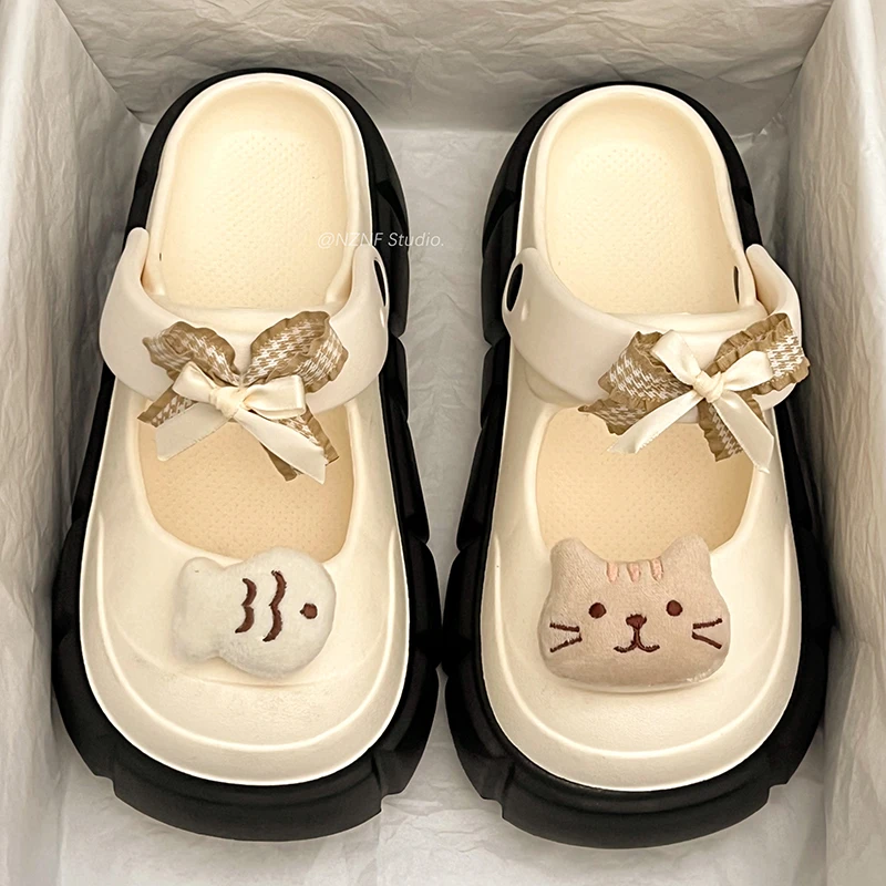 南在南方白色防滑增高厚底包头拖女外穿2025年新款夏可爱软底凉拖