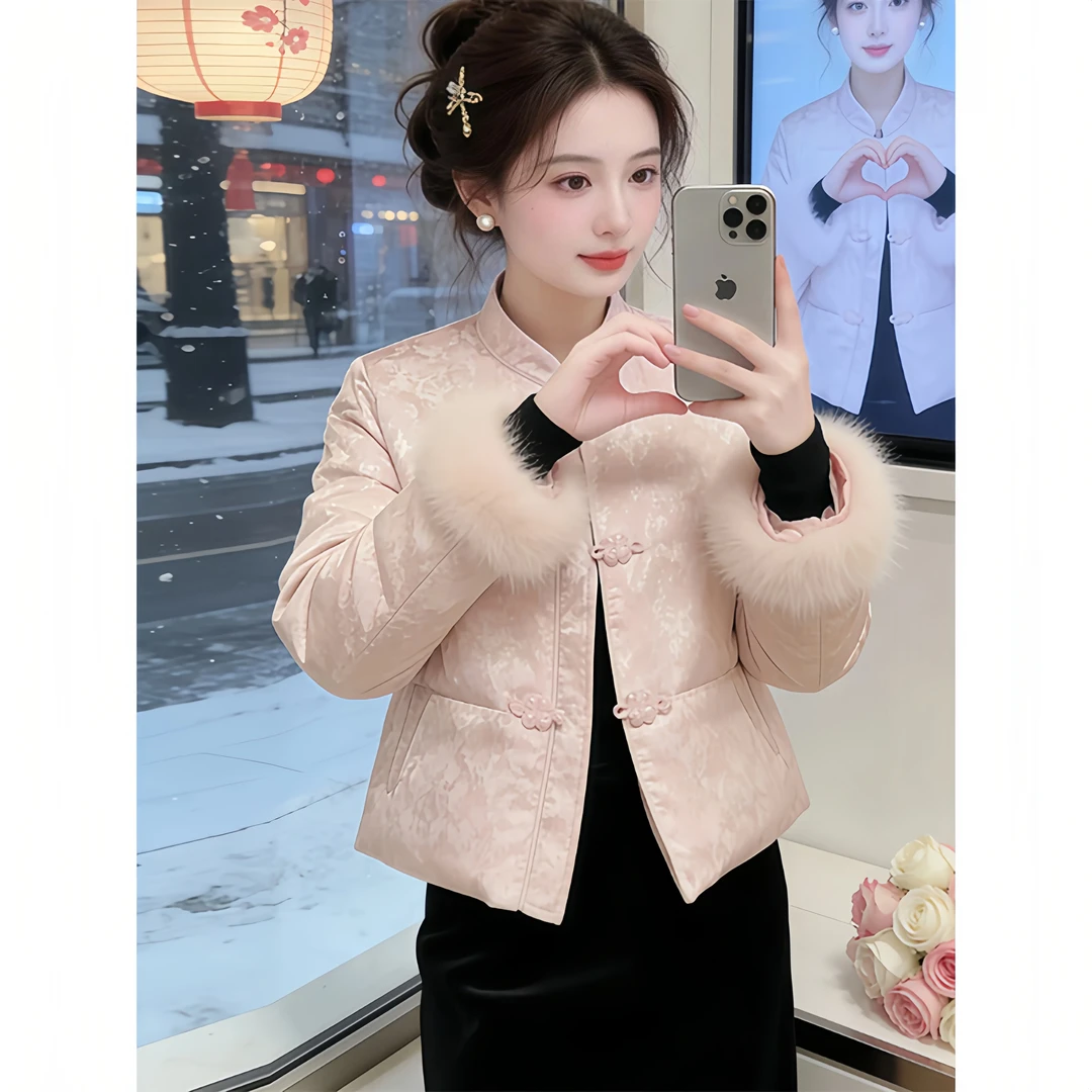 香朵儿 国风显优雅立领棉服女装2026冬季高级感时尚潮适棉衣潮