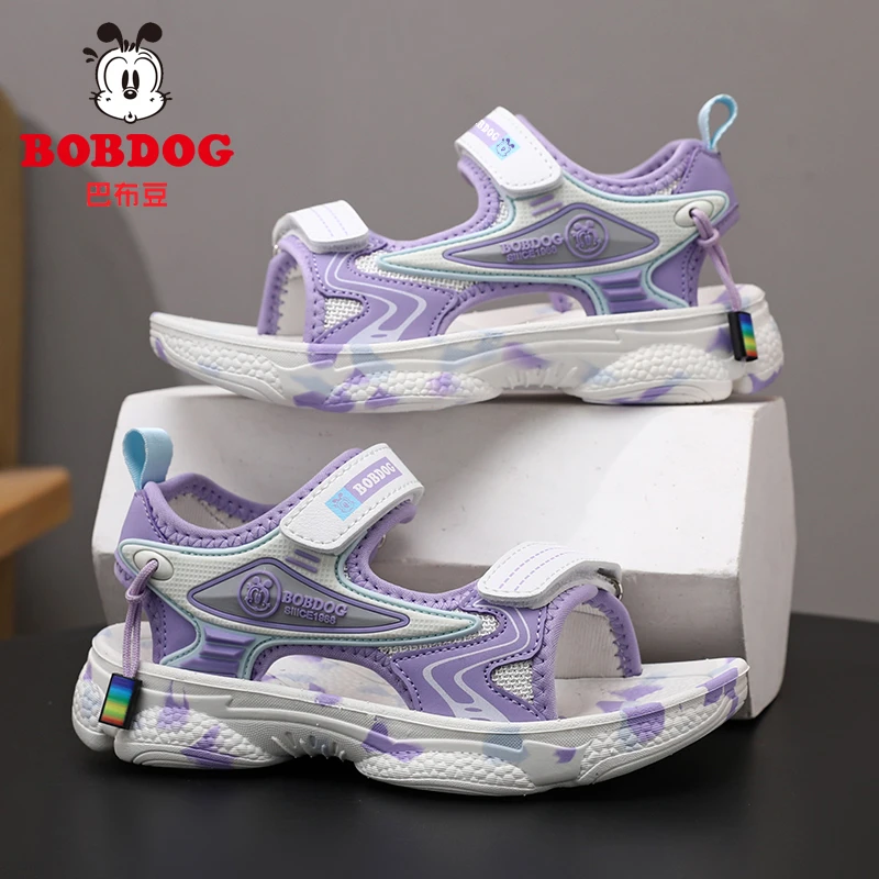 巴布豆童鞋儿童凉鞋女童2025夏季新款中大童学生软底防滑沙滩鞋潮