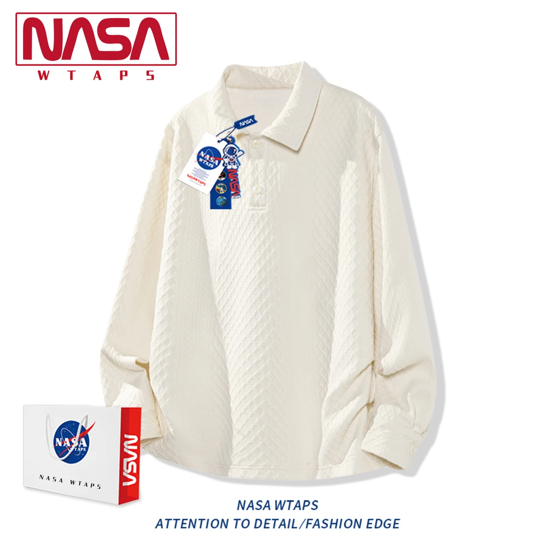 NASA WTAPS美式复古polo领卫衣男款春秋季新款潮牌宽松休闲上衣男