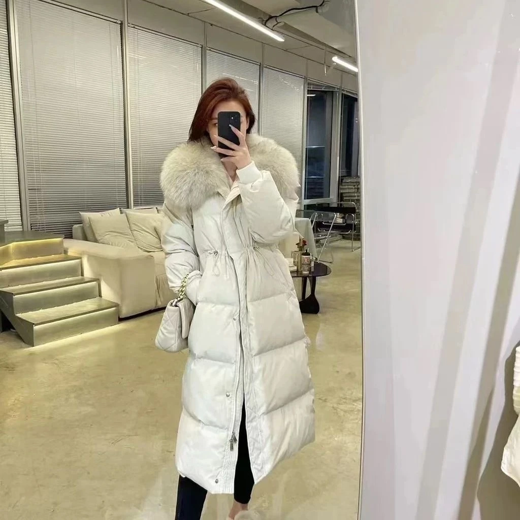 我爱冬天狐狸毛大毛领冬季保暖羽绒服女中长款收款显瘦加厚外套女