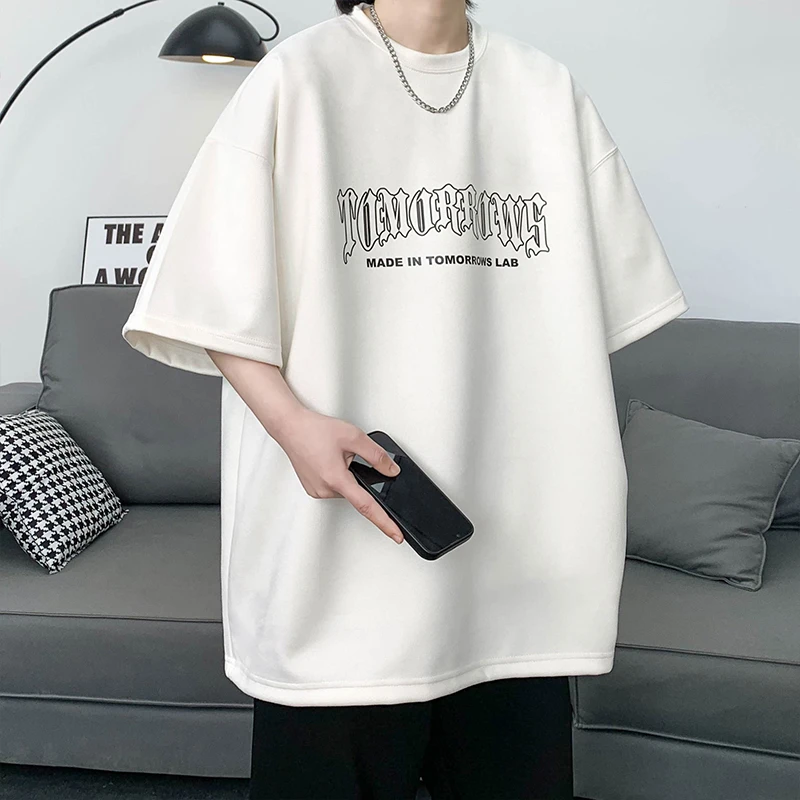 顶瓜瓜300斤特大码欧美高街嘻哈仿麂皮绒短袖男女夏季宽松舒适t恤