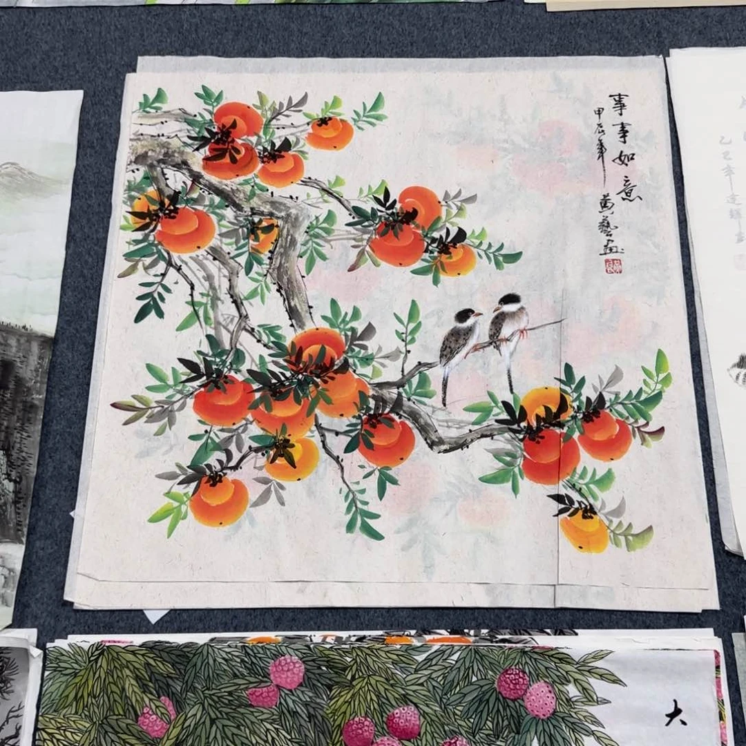 国画尺寸70X70手绘作品