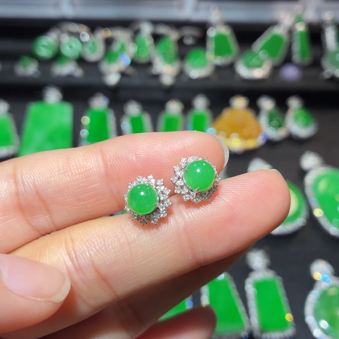 翡翠18K金镶嵌吊坠(不含链)116号