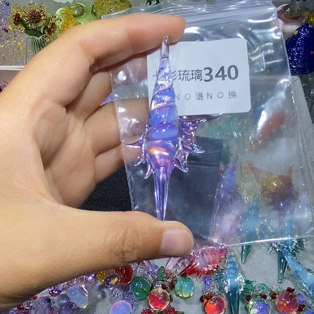 洛***Y玻璃颈饰340紫色海螺