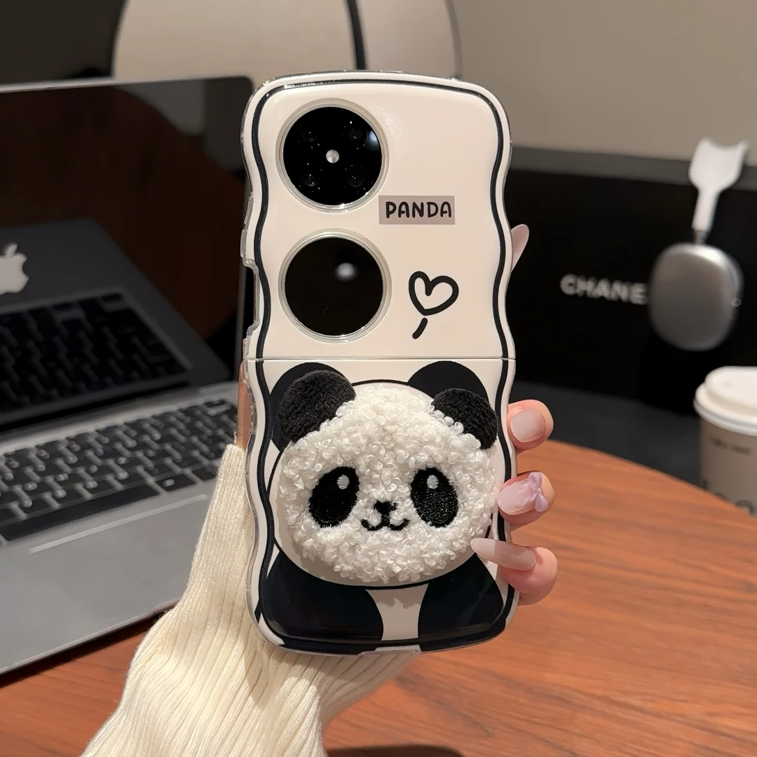 适用于华为POCKET2波浪手机壳FINDN3FLIP毛绒熊猫华为pocketS