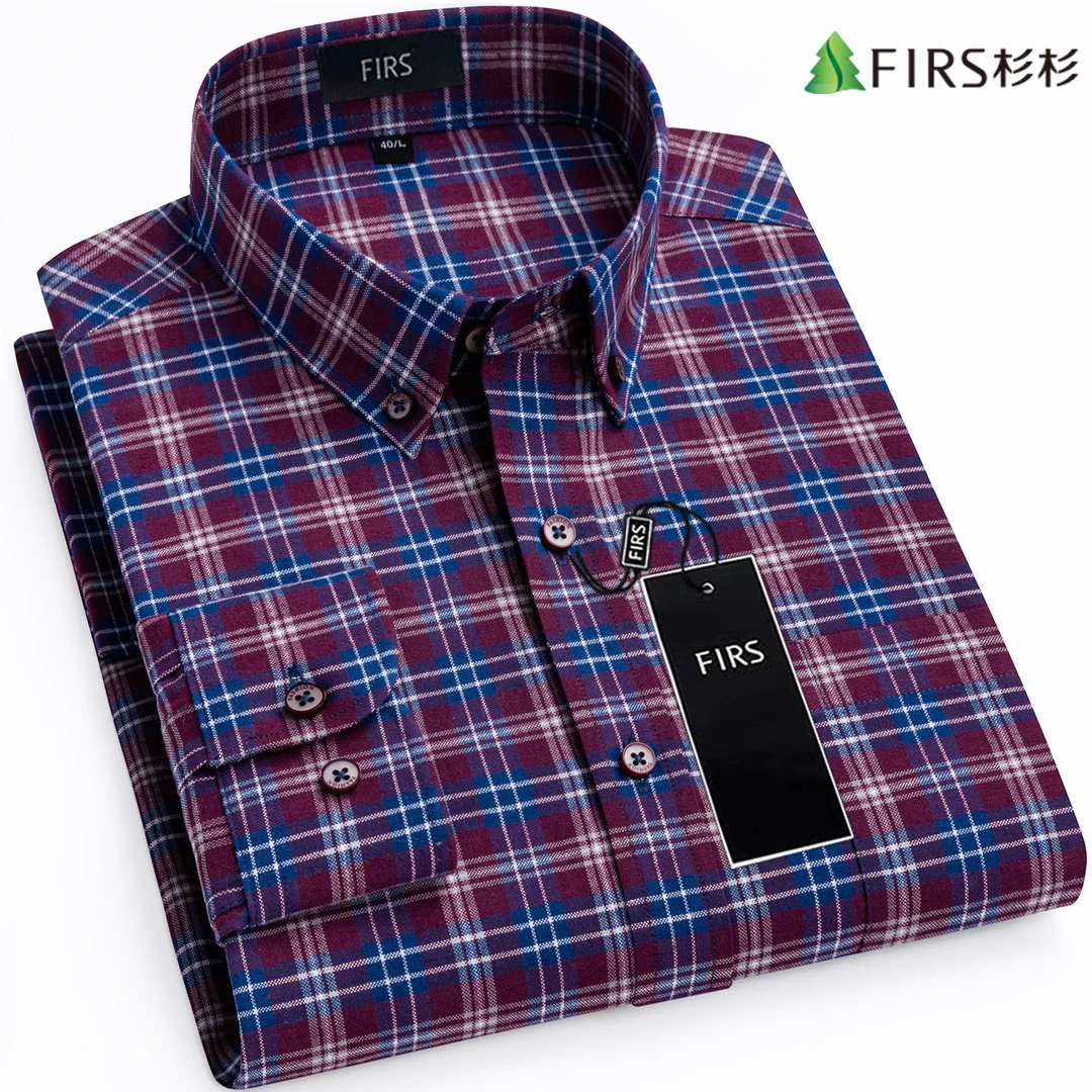 杉杉中年男士长袖商务休闲格纹衬衫时尚修身款免烫抗皱正装衬衣男