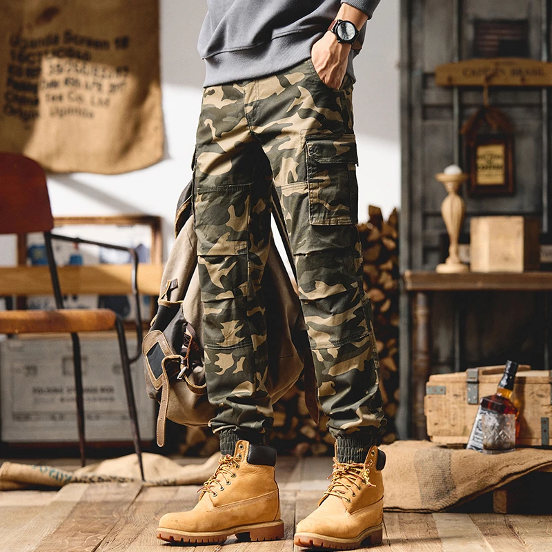 直筒复古裤子工装裤户外秋季休闲裤男款美式多口袋工装长裤潮流男
