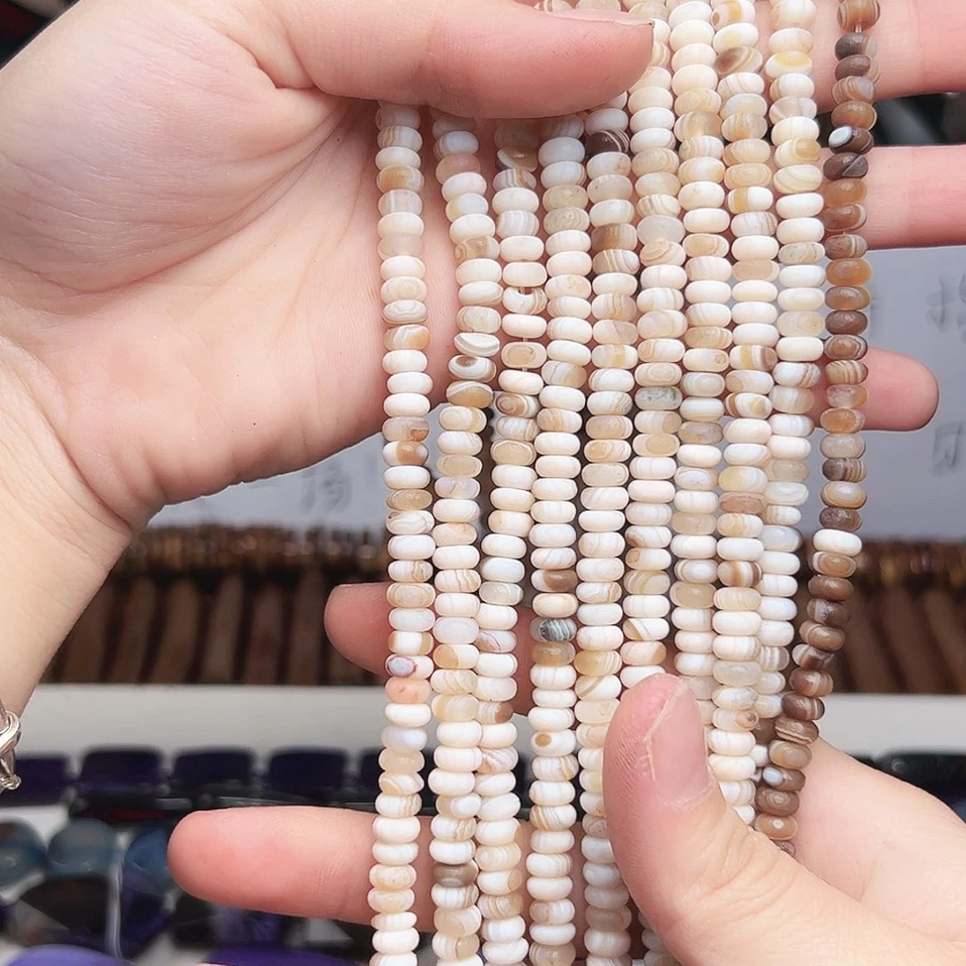 玛瑙/玉髓合金珠宝半成品h99 6.3m 糯米糍隔珠一条